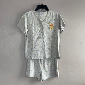 Vintage The Disney Store Grey Winnie the Pooh Short Pajama Set